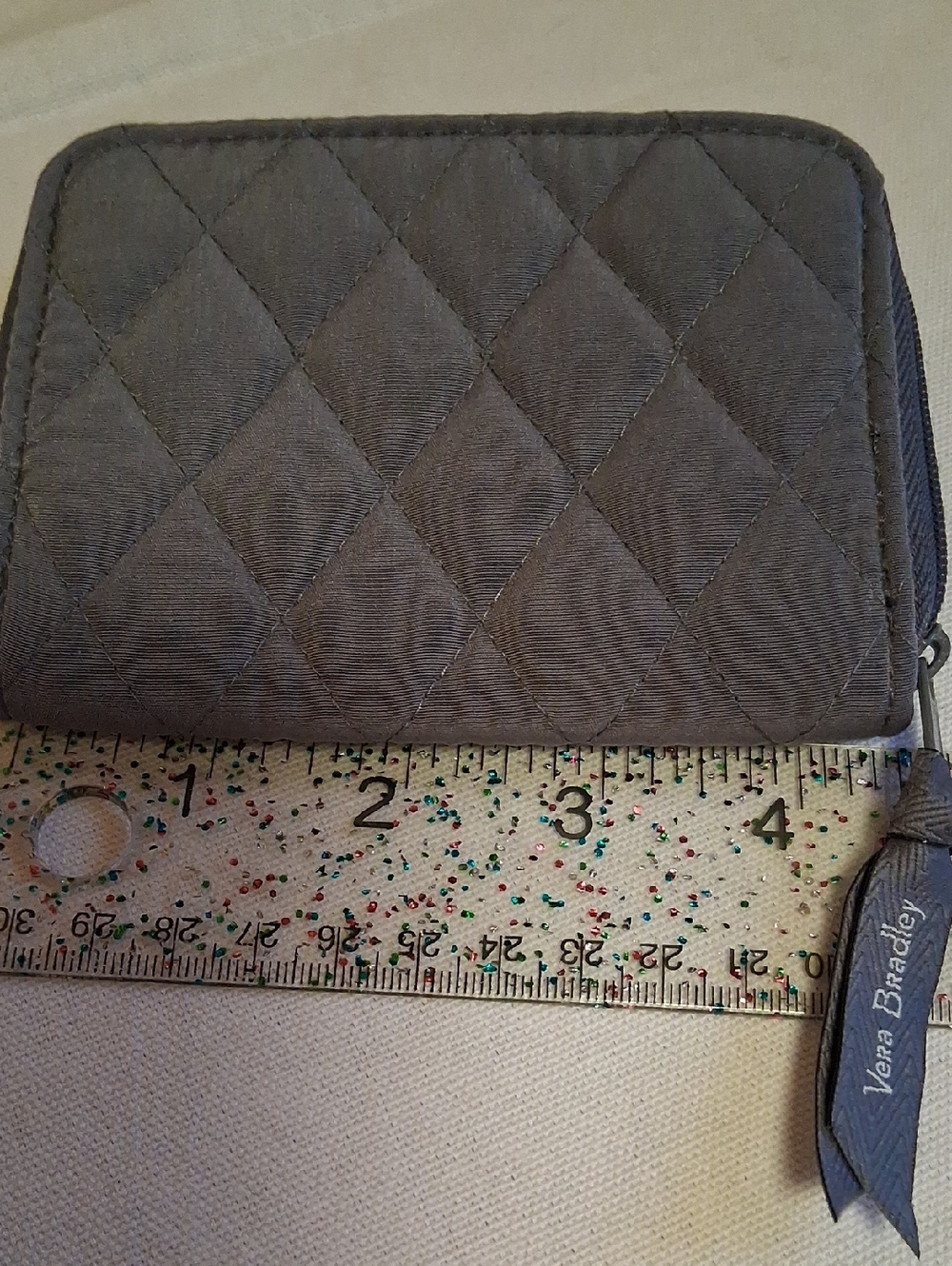 Vera Bradley Quilted Zip Wallet in Charcoal